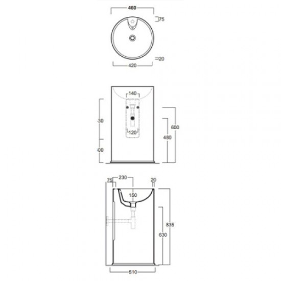 Раковина напольная Simas Top e lavabi d'arredo Matte Mirto GTE MIRTO MATT