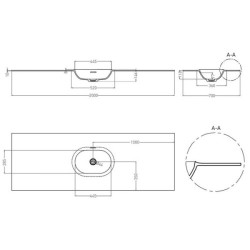 Раковина Salini Onda Edge Oval 200 см покраска по RAL полностью 14022041MN