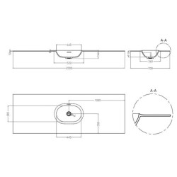 Раковина Salini Onda Edge Square 200 см покраска по RAL полностью 14022051MN