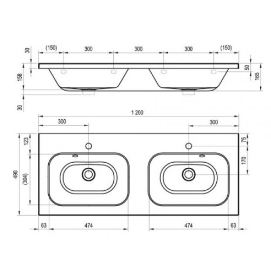Раковина Jacob Delafon Terrace 120 см белая XB102K-00 Staron