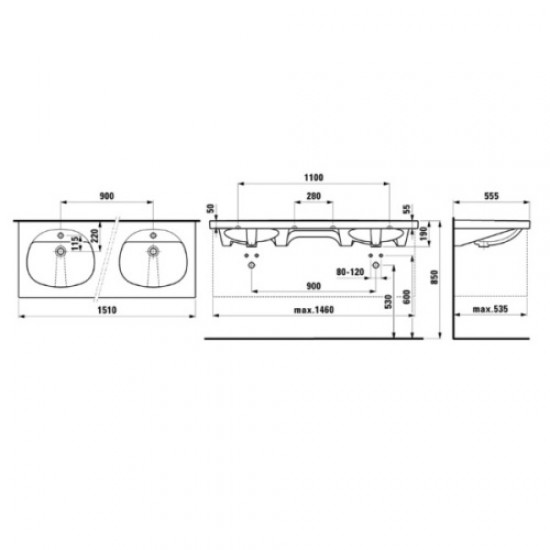 Раковина двойная Laufen Talux 8.1467.8 Staron