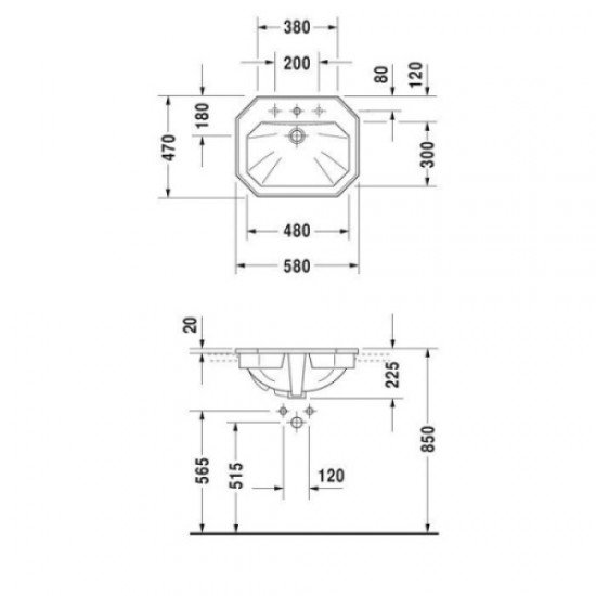 Раковина Duravit 1930 58 см встраиваемая 0476580000 Staron