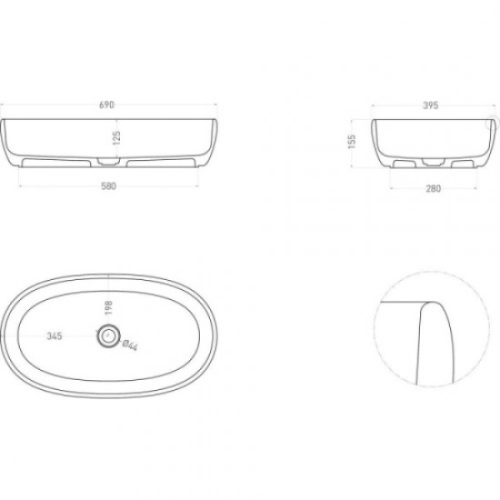 Раковина Salini Luce 70 см покраска по RAL полностью 110721MF Staron