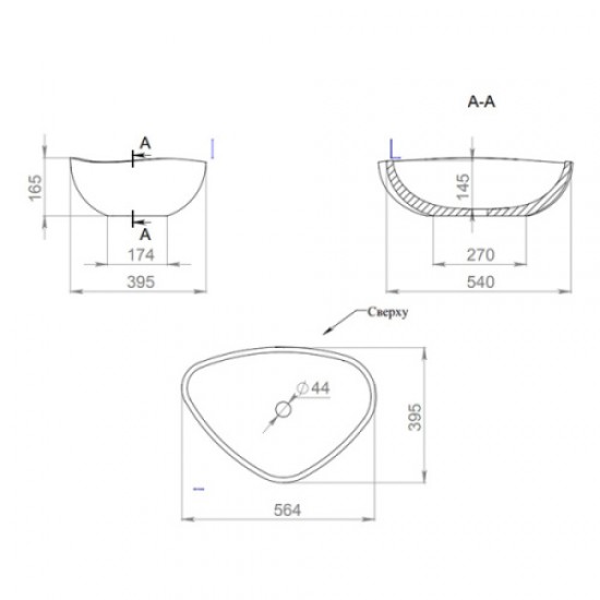 Раковина Salini Gloria 06 56 см покраска по RAL полностью 1102206MF Staron