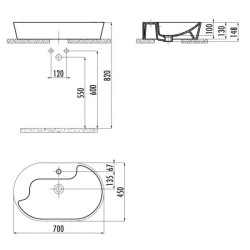 Раковина Creavit Topic 70 см золото TP172-00CB00E-AK00