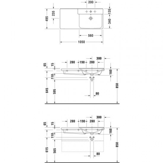 Раковина встраиваемая Duravit P3 Comforts 233410 Staron