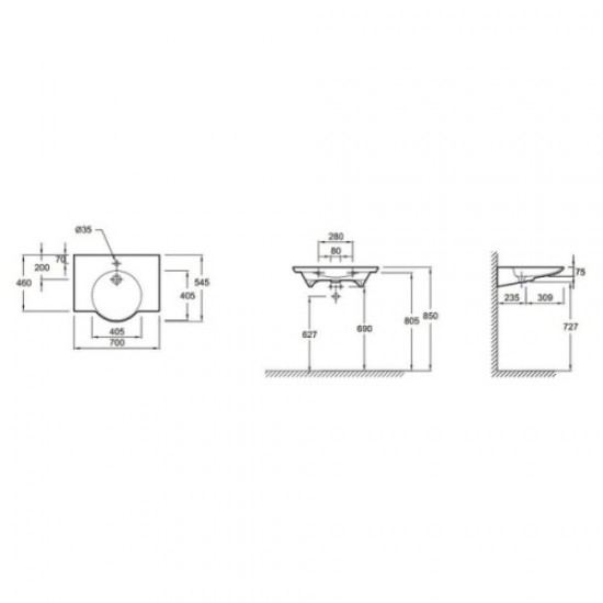 Раковина-столешница подвесная, цвет белый, Jacob Delafon FORMILIA SPHERIK