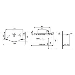 Раковина Laufen Palace 120 см без отверстий для смесителя 8.1270.4.000.109.1