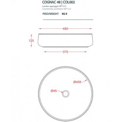 Раковина ArtCeram Cognac 48 см blu zaffiro COL002 16 00