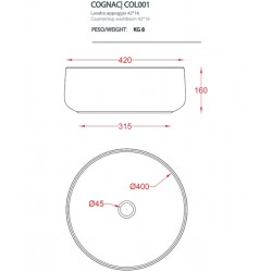 Раковина ArtCeram Cognac 42 см pale blue COL001 65 00