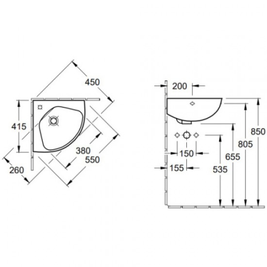 Раковина Villeroy & Boch O.novo 55 см с покрытием CeramicPlus 732740R1 Staron