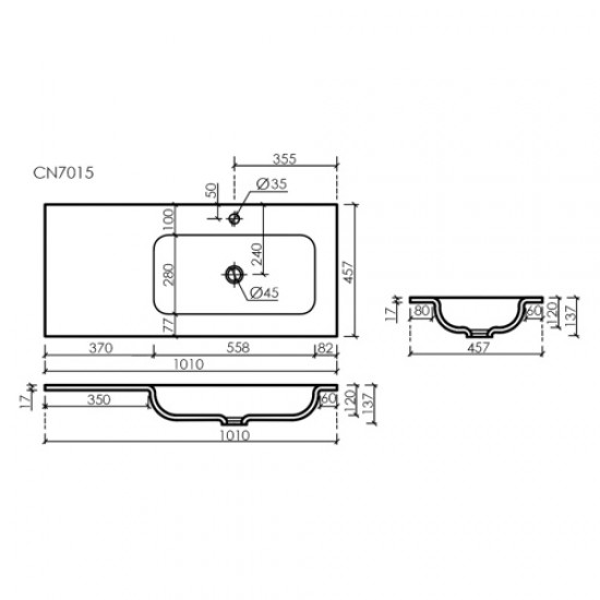Раковина Sancos Element 101 см чаша справа CN7015 Staron