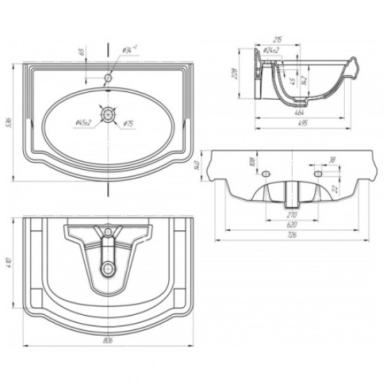 Раковина Tessoro Ретро-80 MS-641280 Staron