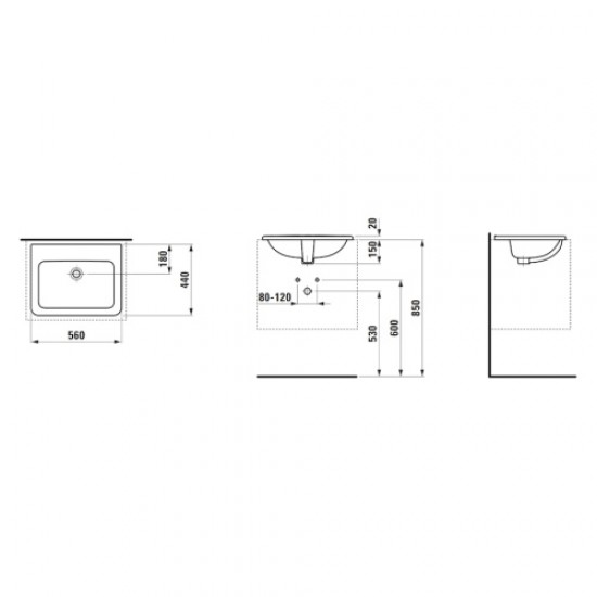 Раковина Laufen Pro 56 см без отверстия под смеситель 8.1396.1.000.109.1 Staron
