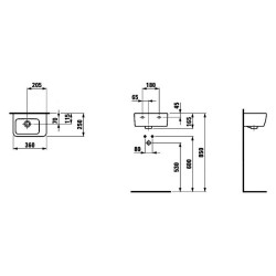 Раковина Laufen Pro 36 см без отверстия для смесителя 8.1695.5.000.109.1
