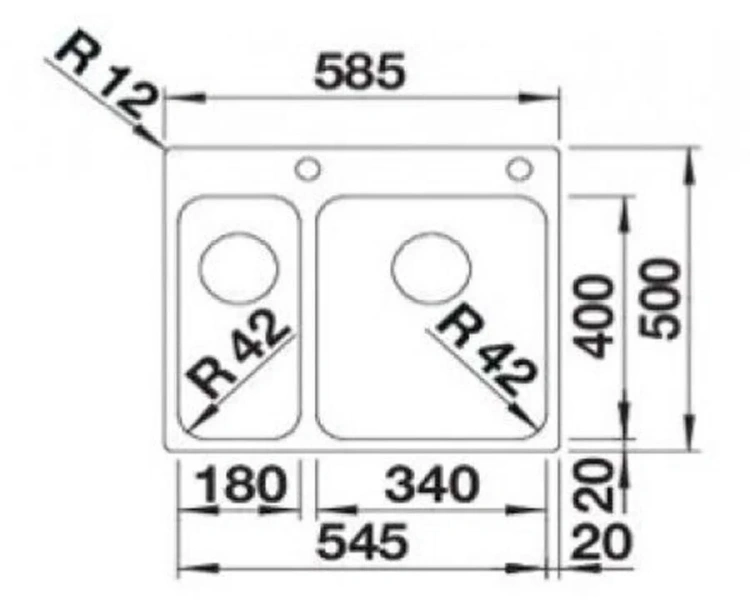 Мойка для кухни Blanco Solis 340/180-IF/A 58 см нержавеющая сталь 526132
