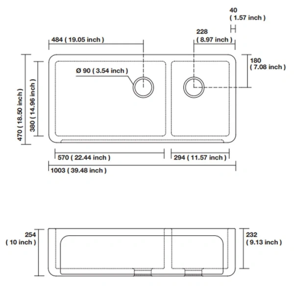 Мойка для кухни Kerasan Hannah 100 см белая 543001