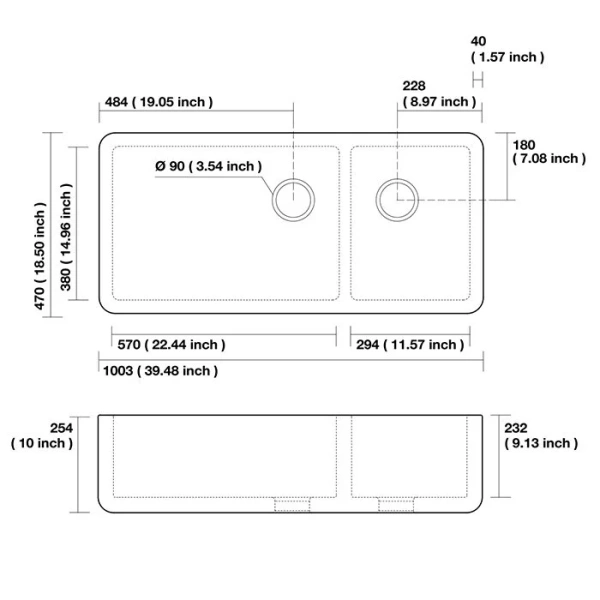Мойка для кухни Kerasan Hannah 100 см белая 543101