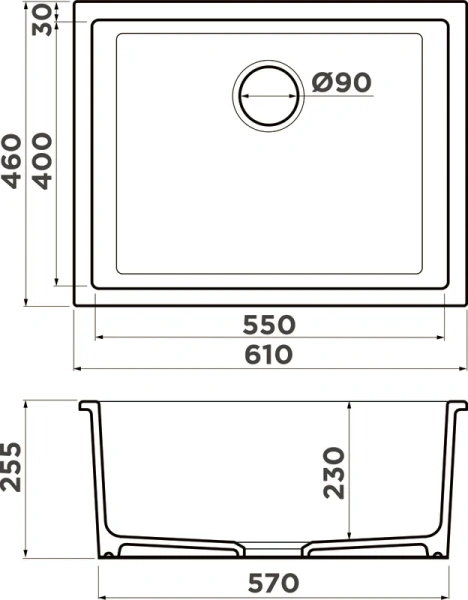 Мойка для кухни Omoikiri Okinoshima 61-U/I 61 см врезная