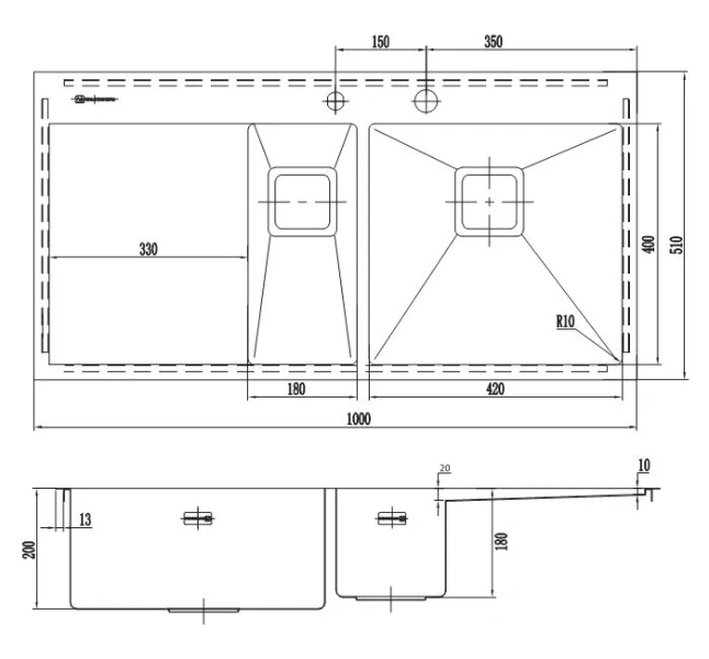 Мойка для кухни Omoikiri Akisame 100-2-GM-R 100 см вороненая сталь, чаша справа 4973104