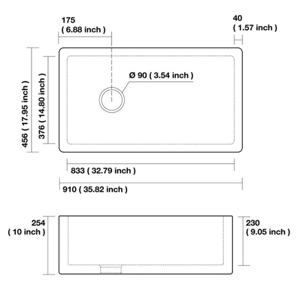 Мойка для кухни Kerasan Hannah 90 см керамическая 541201