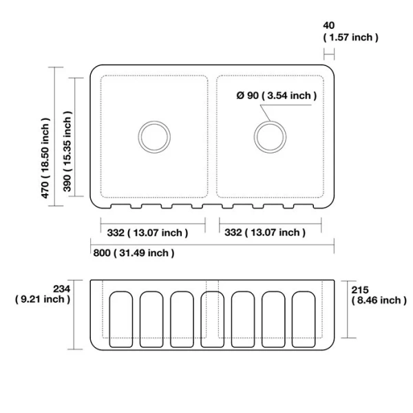 Мойка для кухни Kerasan Hannah 80 см белая 545001