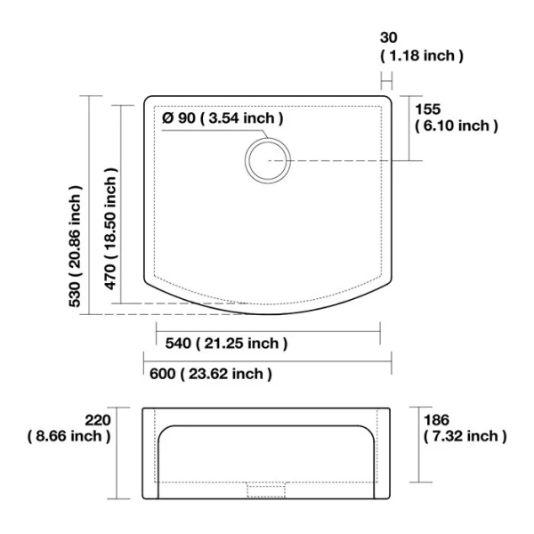 Мойка для кухни Kerasan Hannah 60 см белая 544001