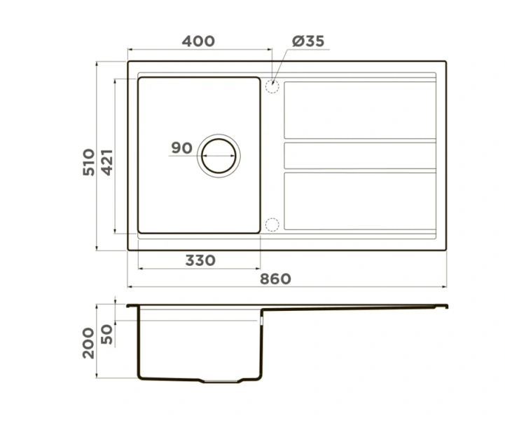 Мойка для кухни Omoikiri Kitagawa 4993 86 см прямоугольная