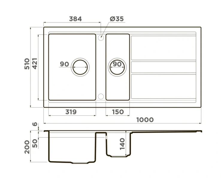 Мойка для кухни Omoikiri Kitagawa 100-2 499380 100 см врезная