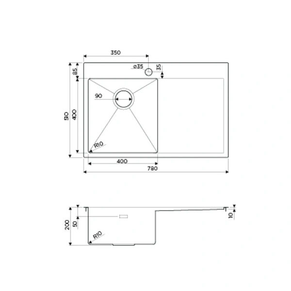 Мойка для кухни Omoikiri Akisame 78-LG-L 78 см светлое золото чаша слева 4973085
