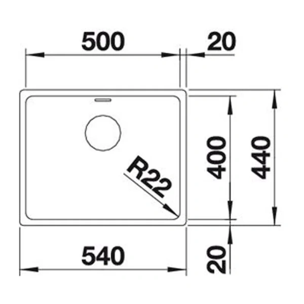 Мойка для кухни Blanco Andano 54 см нержавеющая сталь 522967