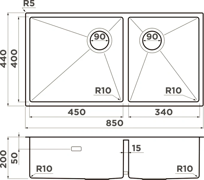 Мойка для кухни Omoikiri Taki 85-2-LB-U/IF 499703 85 см врезная