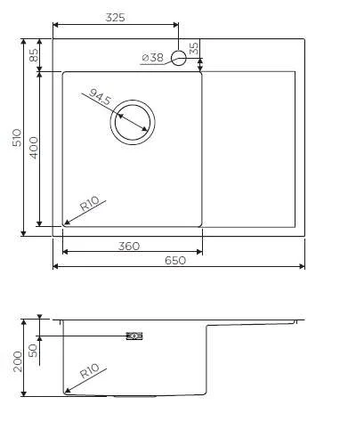 Мойка для кухни Omoikiri Akisame 65-IN-L 65 см нержавеющая сталь чаша слева 4973058