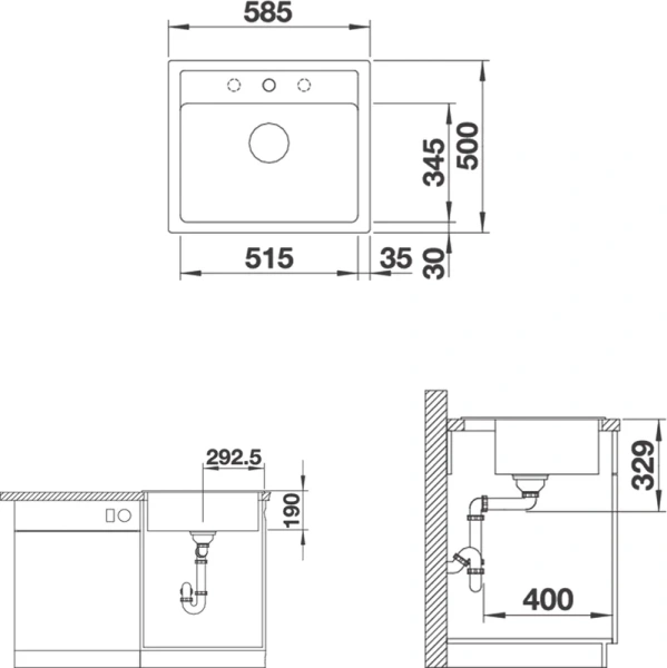 Мойка для кухни Blanco Legra 60 см антрацит 523332