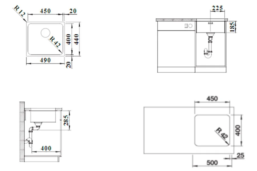 Мойка для кухни Blanco Solis 450-U 49 см нержавеющая сталь 526120