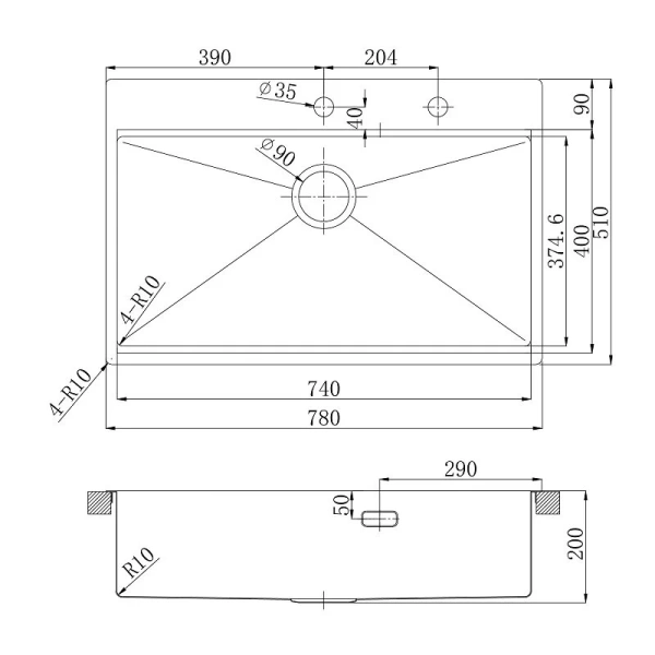 Мойка для кухни Lemark Iordana 78 см графит 9936119