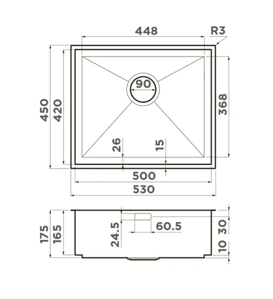 Мойка для кухни Omoikiri Kasen 53-INT 4993 53 см интегрированная
