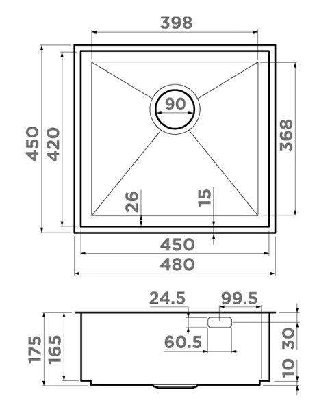 Мойка для кухни Omoikiri Kasen 48-26-INT 499705 48 см интегрированная