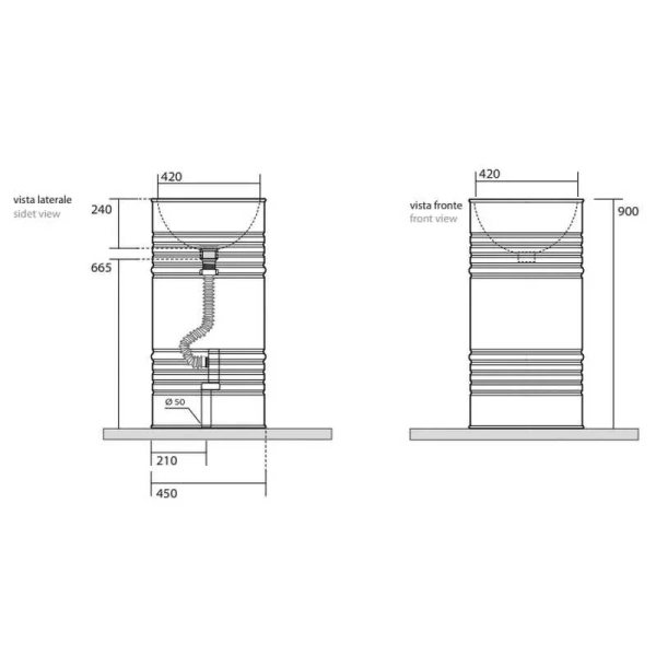 Раковина напольная Kerasan Artwork Barrel черная матовая 4742K31