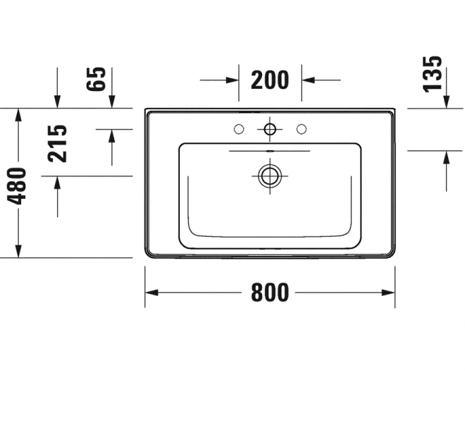 Раковина Duravit D-Neo 80 см с 1 отверстием под смеситель 2367800000