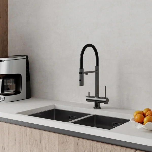 Смеситель для питьевой воды IDDIS Ace с гибким изливом графит ACEGMFFi05