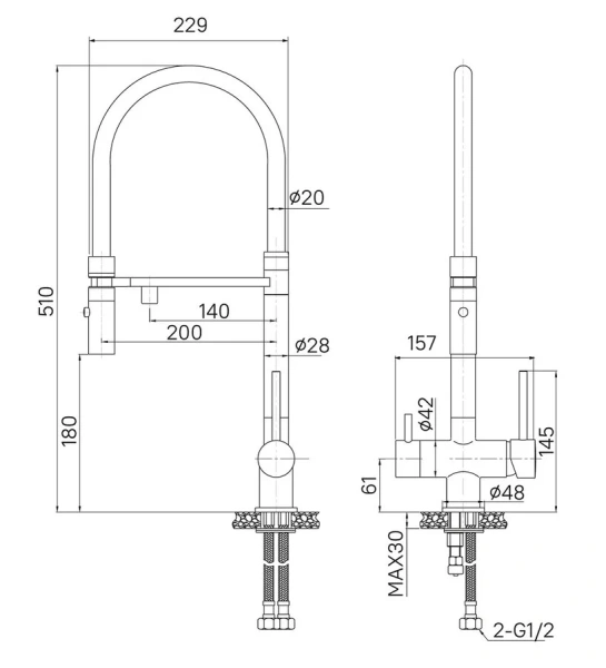 Смеситель для питьевой воды IDDIS Ace с гибким изливом хром ACESBFFi05
