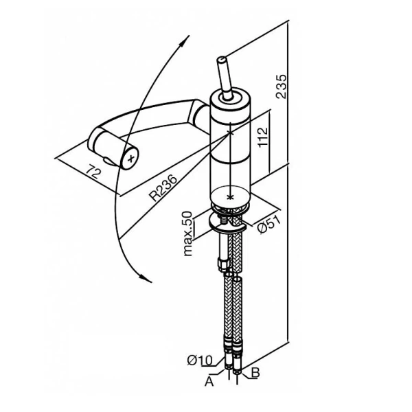 Смеситель для кухни Damixa Arc с поворотным изливом хром 290007464