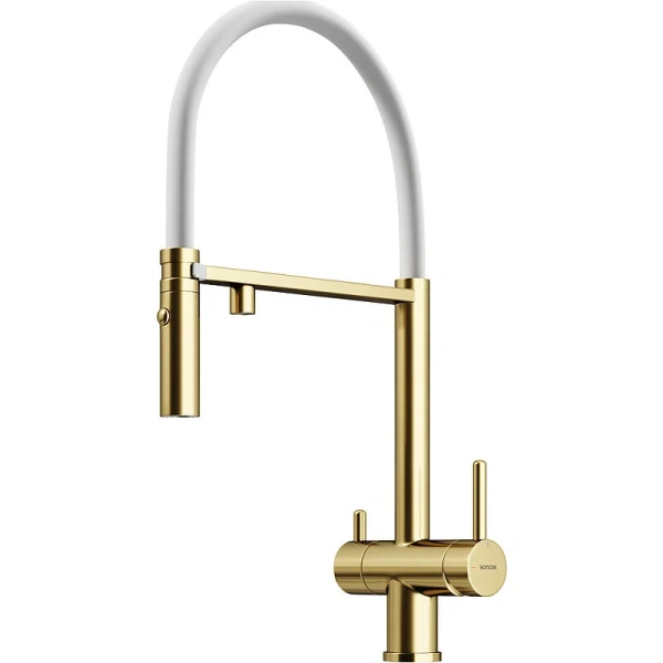 Смеситель для питьевой воды Sancos Imola брашированное золото/белый SC4010BG