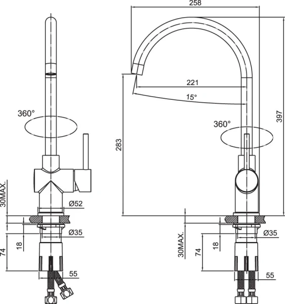 Смеситель для кухни IDDIS Kitchen сатин K05STJ0i05