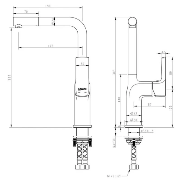 Смеситель для кухни Lemark Ursus черный LM7205BL