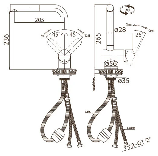 Смеситель для кухни BelBagno Tanaro хром TAN-LADM-CRM