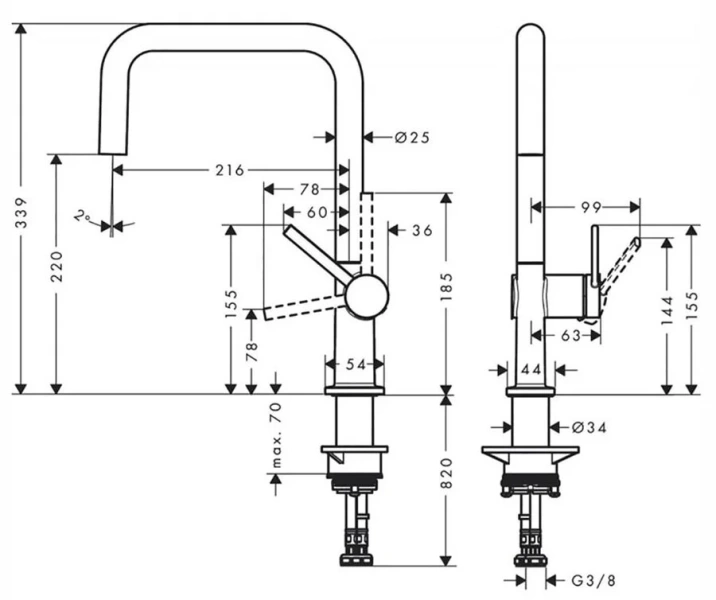 Смеситель для кухни Hansgrohe Talis M54 черный матовый 72844670