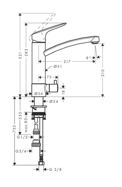 Смеситель для кухни Hansgrohe Logis хром 71834000