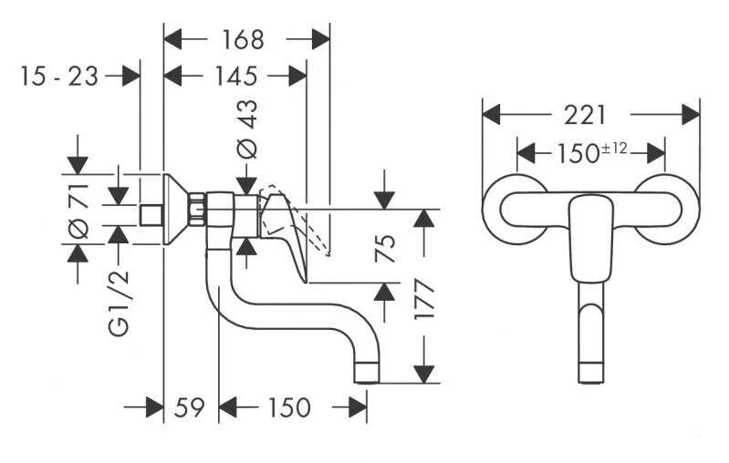 Смеситель для кухни Hansgrohe Logis настенный 71836000